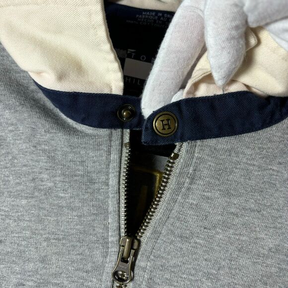 Vintage Tommy Hilfiger Rugby Shirt Men XL Gray Navy Athletic Long Sleeve 1/4 Zip - Picture 11 of 13